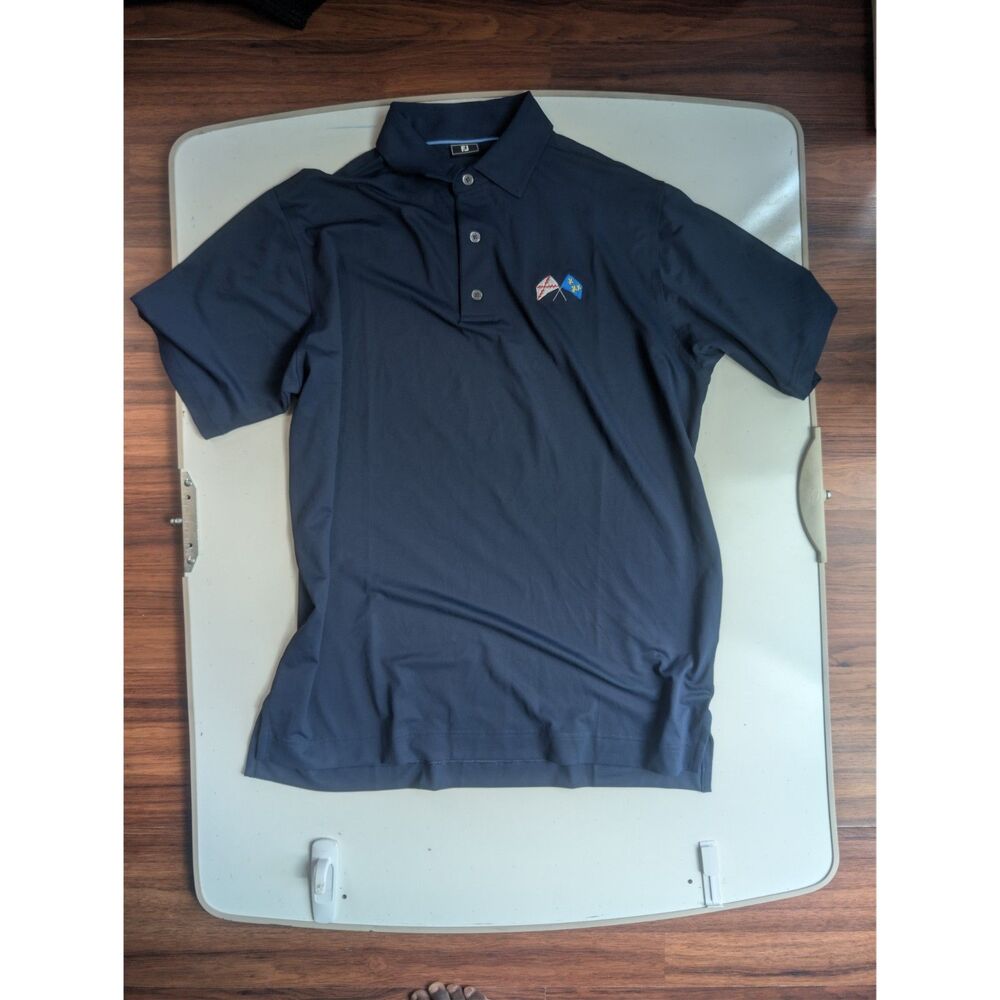FootJoy Mens Large Navy Blue Short Sleeve Performance Golf Polo Shirt